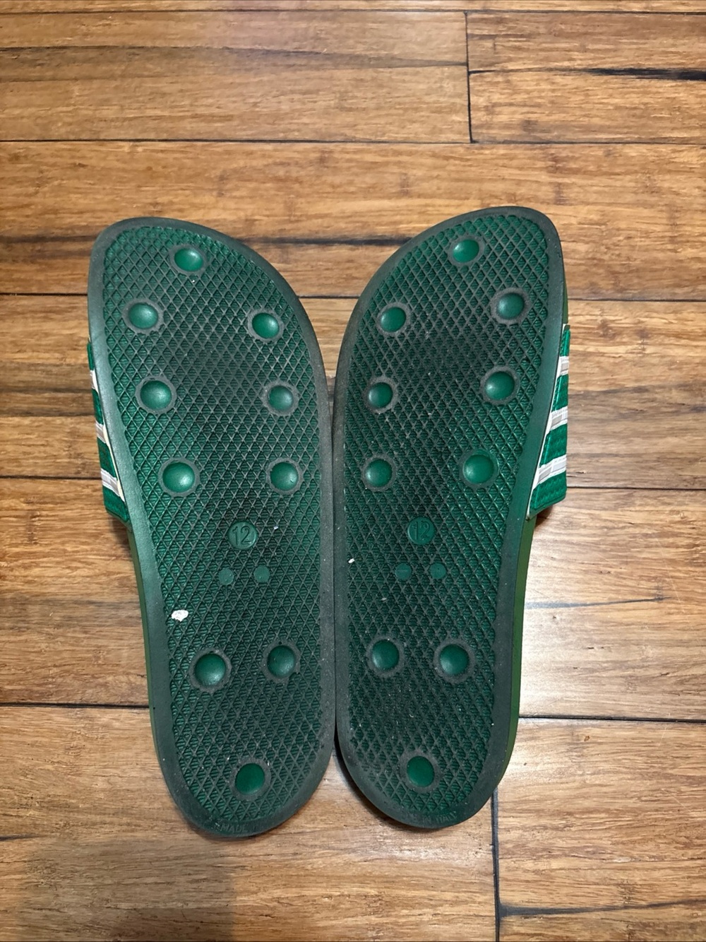 adidas Adilette Men's Slide Sandals Green White Striped Comfort Synthetic Sz 12 - Picture 12 of 13